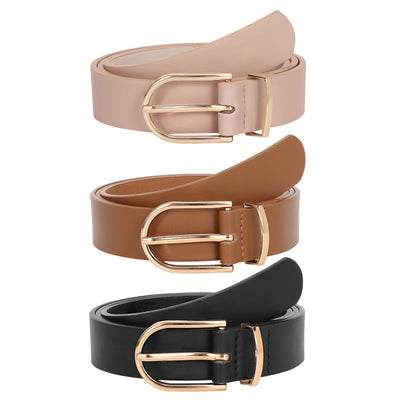 JASGOOD Women’s Leather Belts for Jeans Pants Fashion Ladies Belt with Gold Buckle