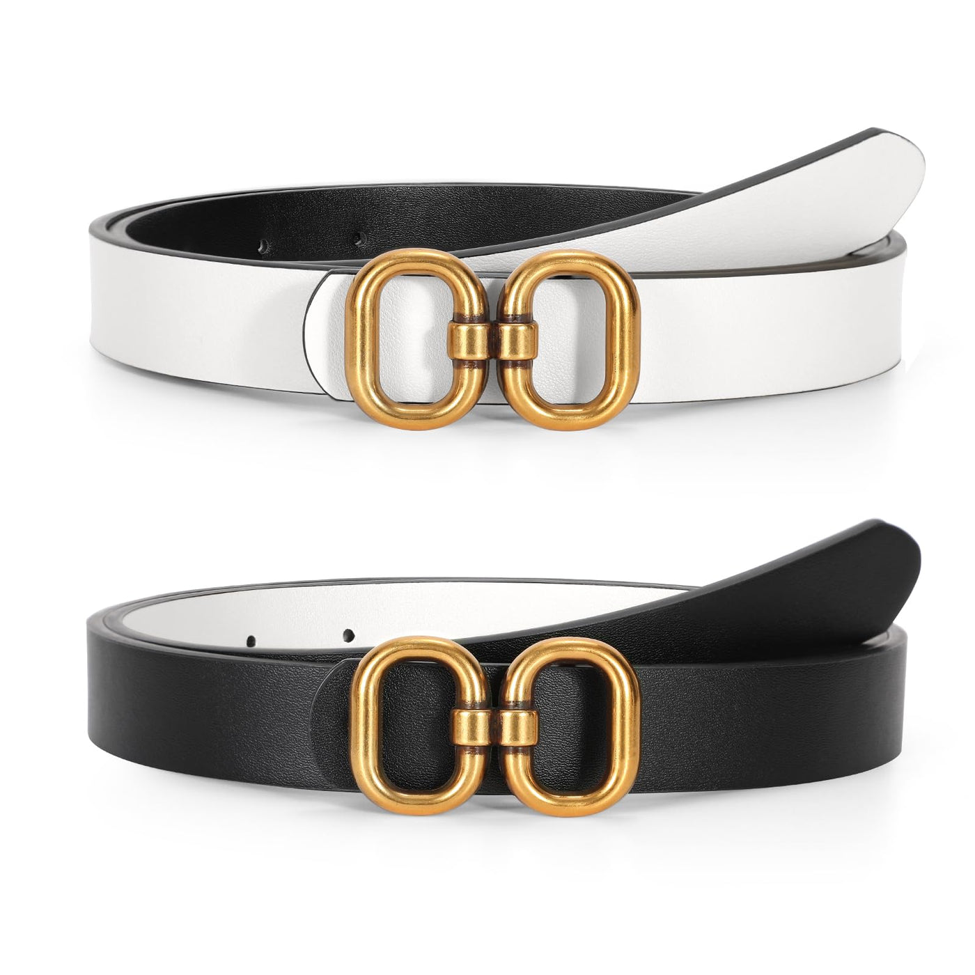 Reversible Leather Belt for Women with Gold Buckle Ladies Leather Belt for Jeans Pants