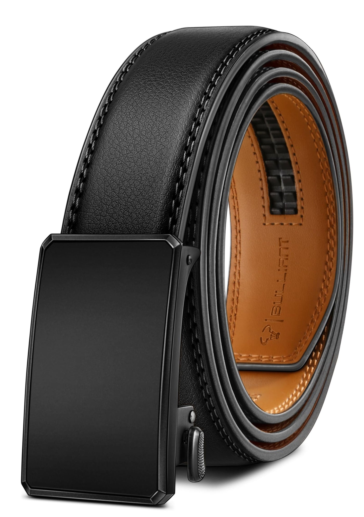 BULLIANT Men Belt-Ratchet Leather Adjustable Belt tailless For Gift Men Dress Casual Jeans 1 3/8" Hiding Tail-Cut For Fit