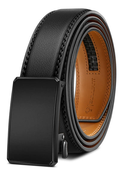 BULLIANT Men Belt-Ratchet Leather Adjustable Belt tailless For Gift Men Dress Casual Jeans 1 3/8" Hiding Tail-Cut For Fit