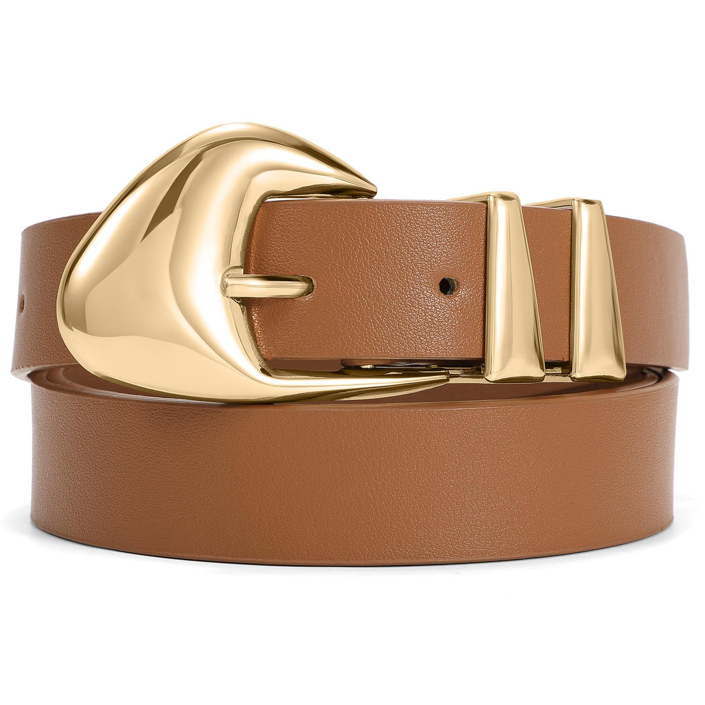 XZQTIVE Women's Leather Belts for Jeans Dress Pants Black Brown Belts for Women Ladies Waist Belts with Gold Buckle