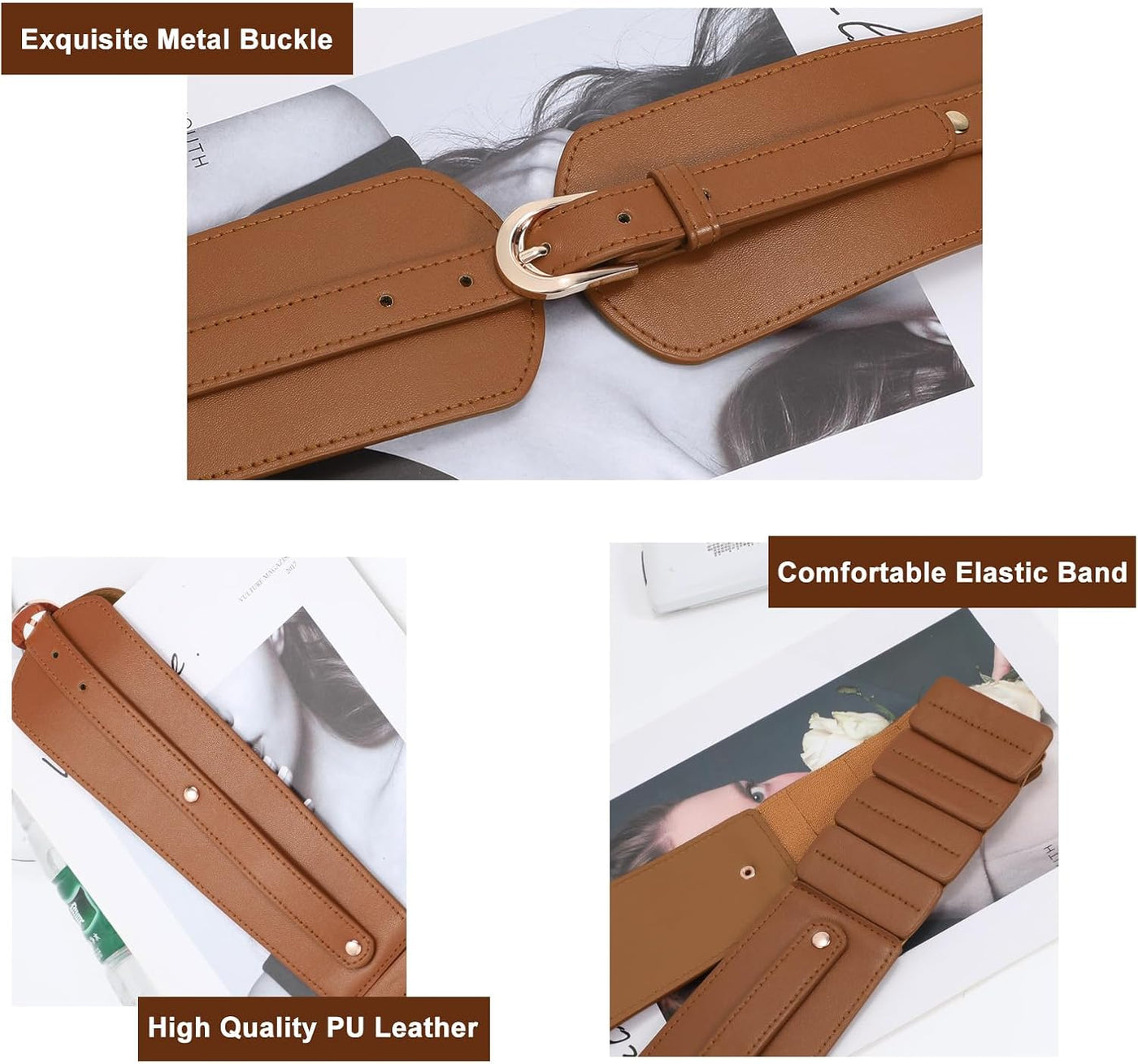 SUOSDEY Womens Wide Elastic Waist Belt for Dress Ladies Stretch Cinch Belt for Women