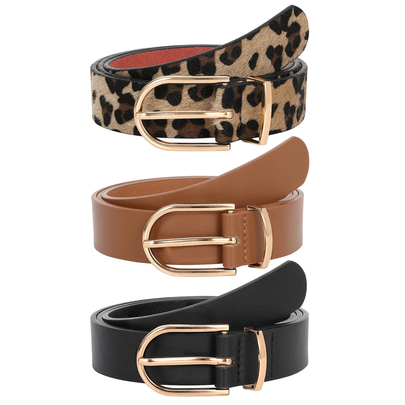 JASGOOD Women’s Leather Belts for Jeans Pants Fashion Ladies Belt with Gold Buckle