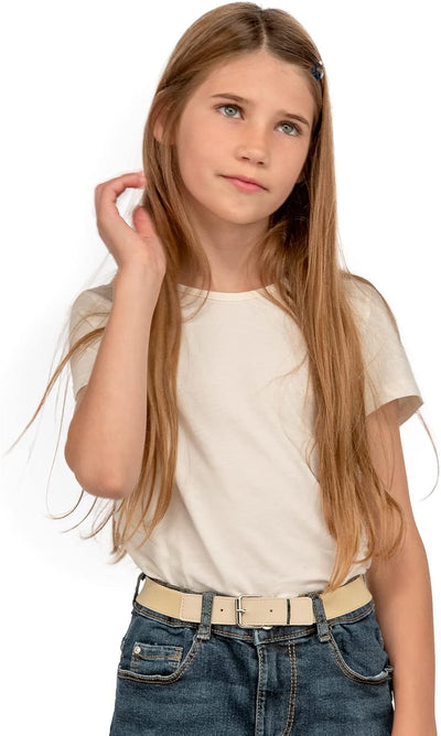 Olata Children’s Elasticated Belt with Silver Buckle (1-6 Years). Light Pink
