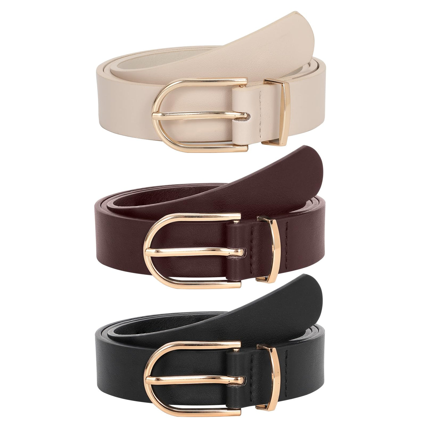 JASGOOD Women’s Leather Belts for Jeans Pants Fashion Ladies Belt with Gold Buckle