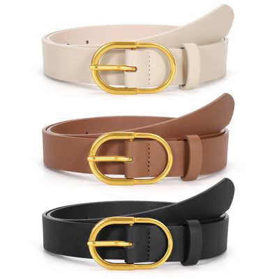 JASGOOD Women’s Leather Belts for Jeans Pants Fashion Ladies Belt with Gold Buckle