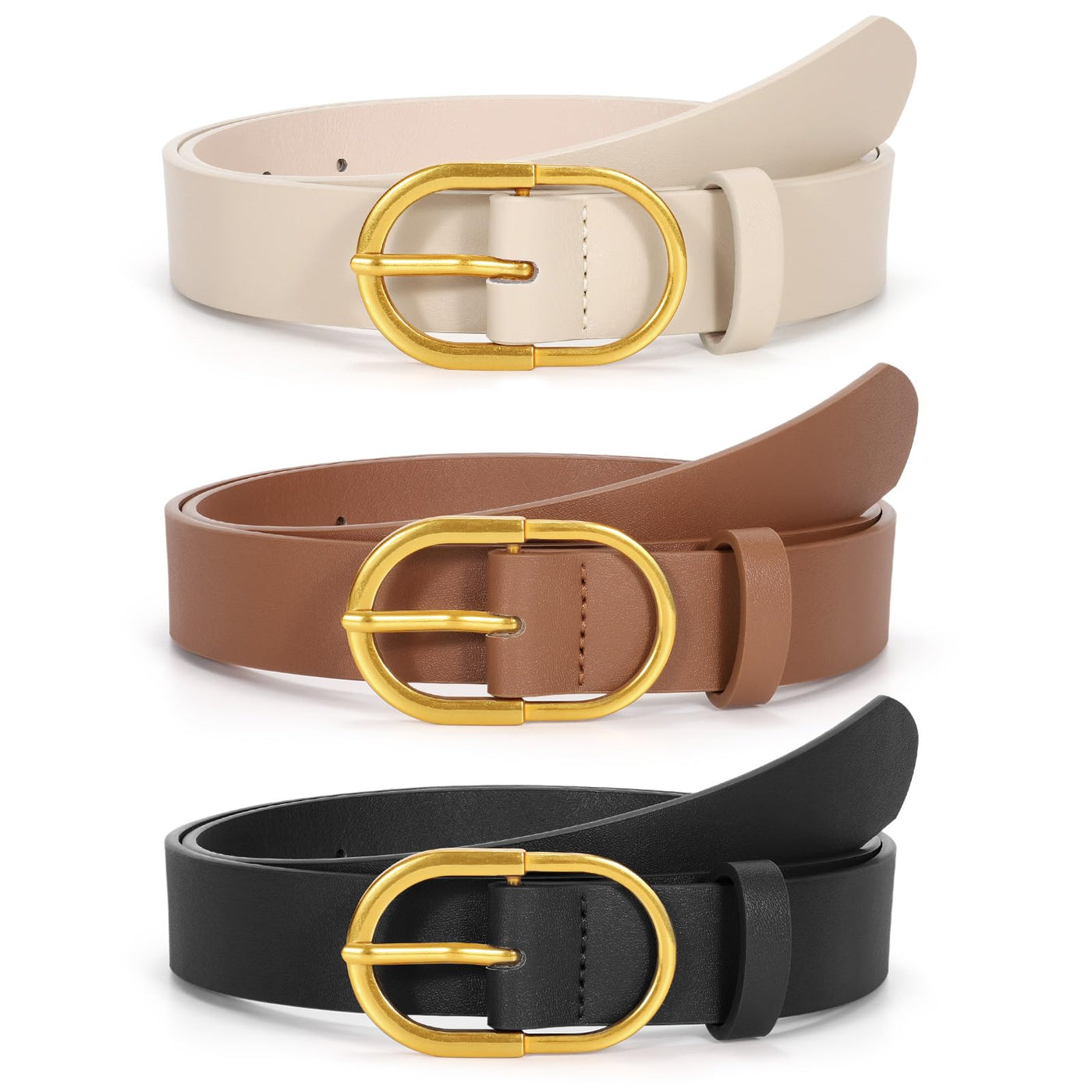JASGOOD Women’s Leather Belts for Jeans Pants Fashion Ladies Belt with Gold Buckle