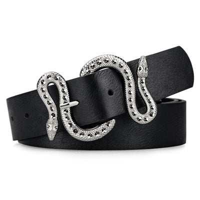 Belts for Women,Women Fashion Leather Belt for Dress with Snake Buckle