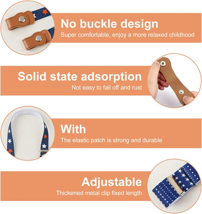 NINVVS 4pcs Children's Belt, Adjustable elastic Belt, Buckle-free Invisible Elastic Belt, 35-50cm adjustable length, suitable for boys and girls
