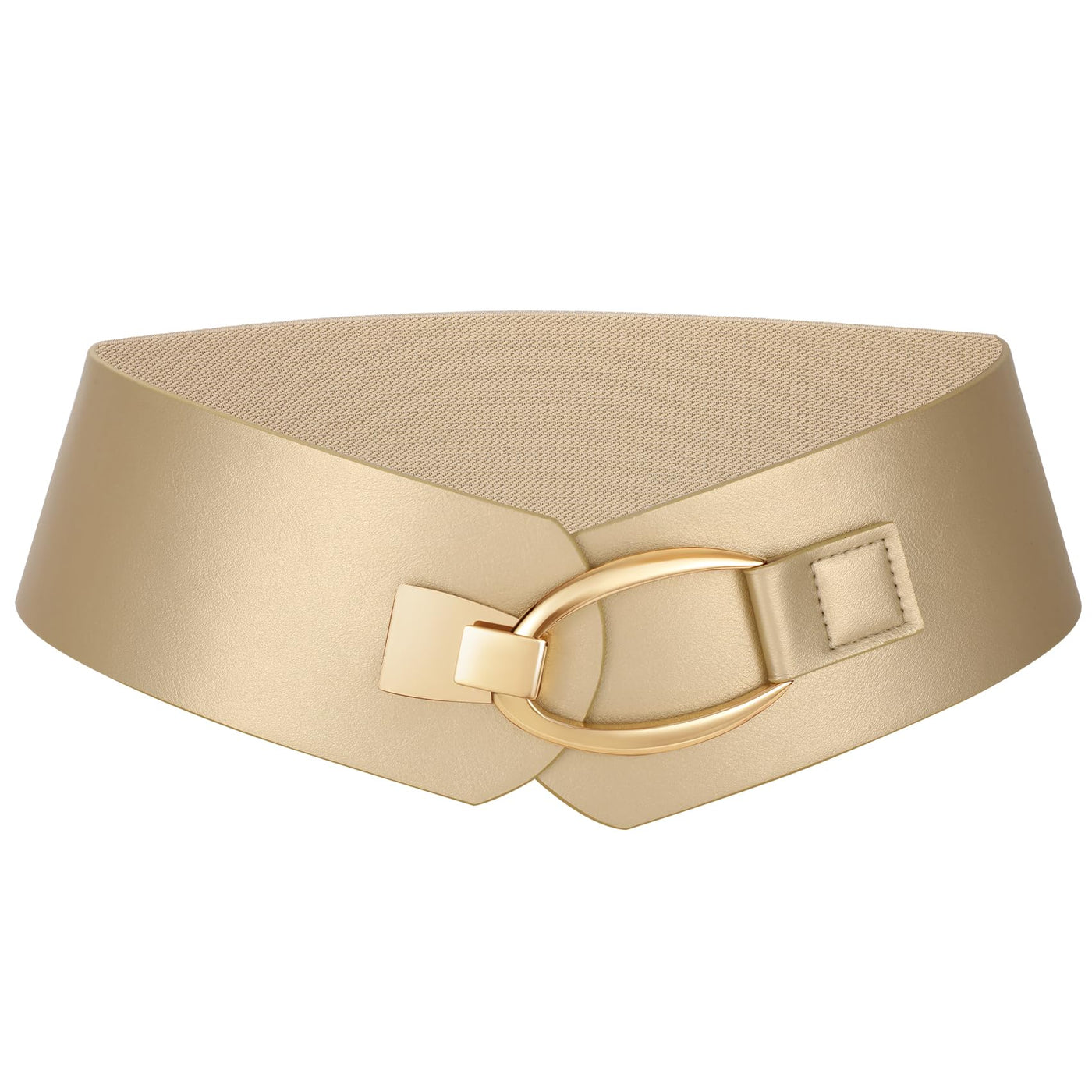WERFORU Women Wide Elastic Belt Women Fashion Wide Belt with Gold Buckle Ladie Thick Waistbelt for Dresses