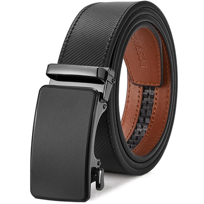 BOSTANTEN Mens Belt Leather Ratchet Belt For Men Dress and Casual with Adjustable Buckle, Trim to Fit