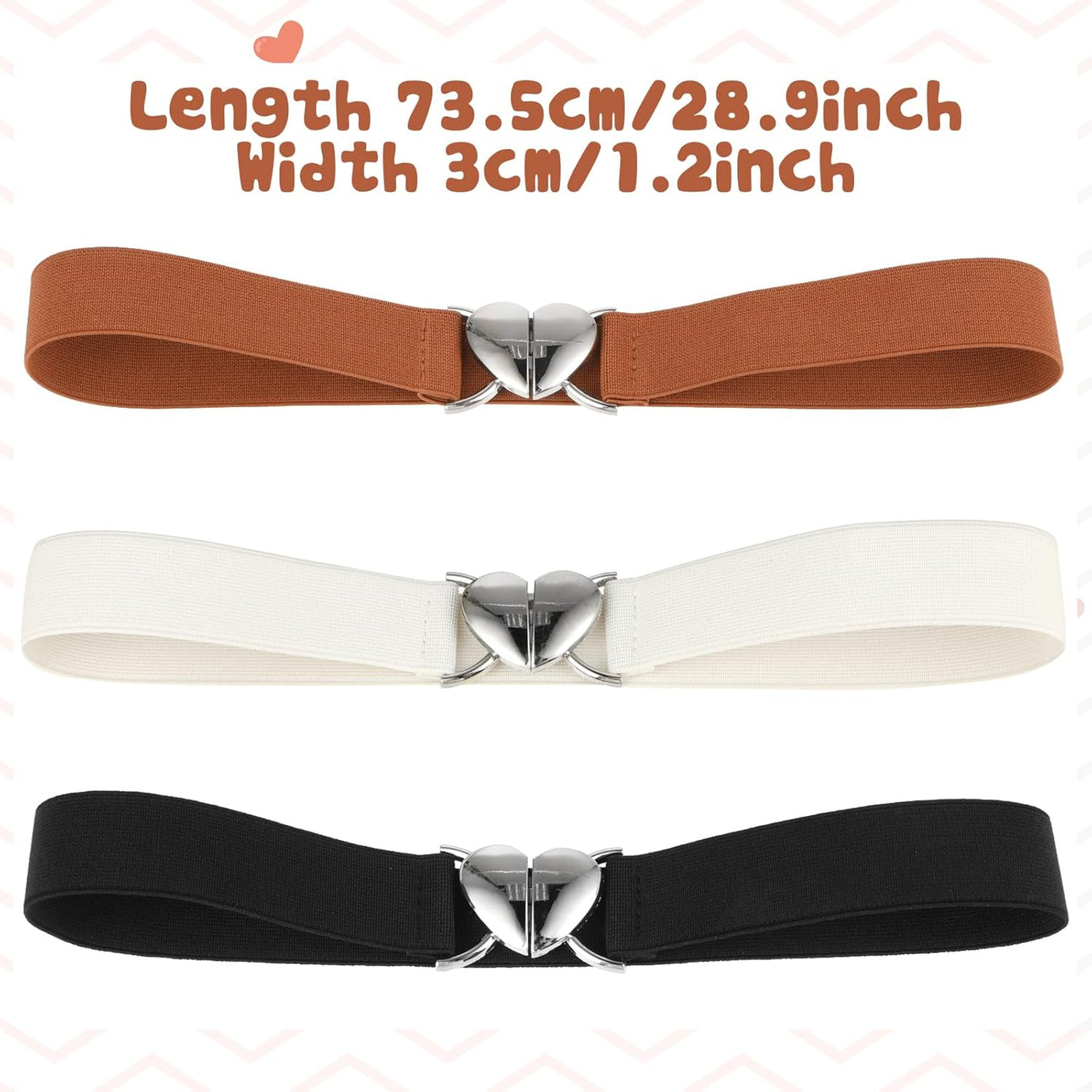 ASTER 3Pcs Girls Belts, Elastic Toddler Belts for Girls, Cute Stretch Kids Belt Adjustable Toddler Belts with Heart Buckle for Boys Girls