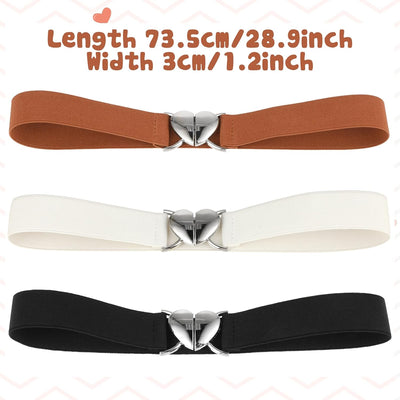 ASTER 3Pcs Girls Belts, Elastic Toddler Belts for Girls, Cute Stretch Kids Belt Adjustable Toddler Belts with Heart Buckle for Boys Girls
