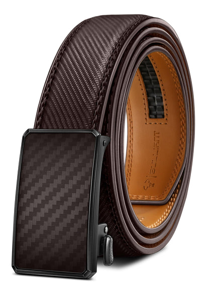 BULLIANT Men Belt-Ratchet Leather Adjustable Belt tailless For Gift Men Dress Casual Jeans 1 3/8" Hiding Tail-Cut For Fit