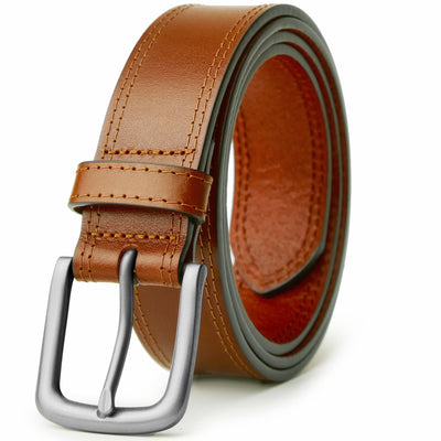 VATAN Men's Genuine Leather Casual Every Day Jeans Belts, Handmade Men Leather Belt with Gift Box