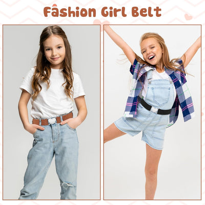 ASTER 3Pcs Girls Belts, Elastic Toddler Belts for Girls, Cute Stretch Kids Belt Adjustable Toddler Belts with Heart Buckle for Boys Girls