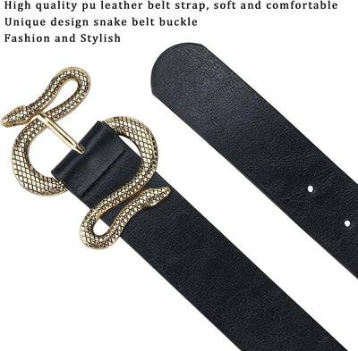 Belts for Women,Women Fashion Leather Belt for Dress with Snake Buckle