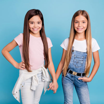 Firtink 3 Pack Girls Elastic Belts, Adjustable Kids Belt Elastic Stretch Belts with Heart Buckle for Boys Girls, Cute Heart Belt for Kids Toddler