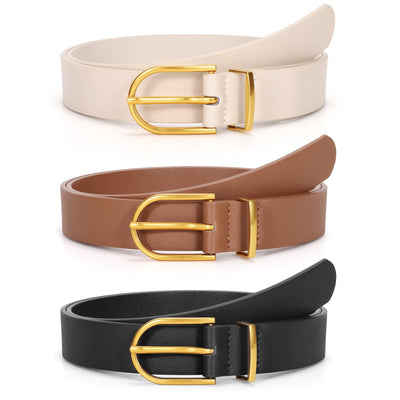 JASGOOD Women’s Leather Belts for Jeans Pants Fashion Ladies Belt with Gold Buckle