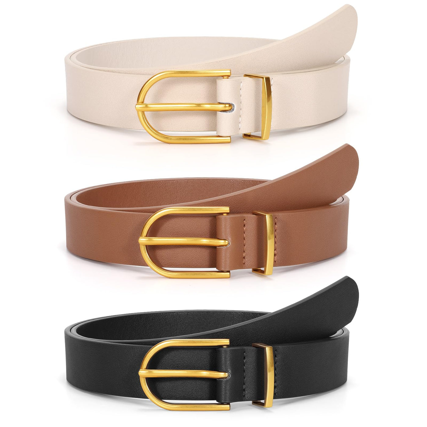 JASGOOD Women’s Leather Belts for Jeans Pants Fashion Ladies Belt with Gold Buckle