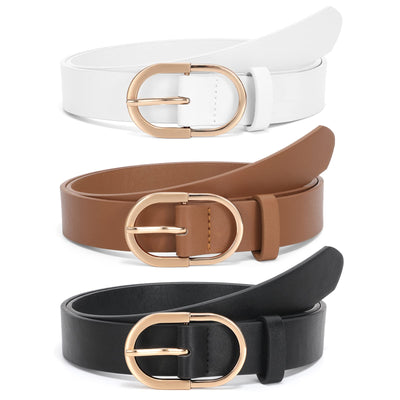 JASGOOD Women’s Leather Belts for Jeans Pants Fashion Ladies Belt with Gold Buckle