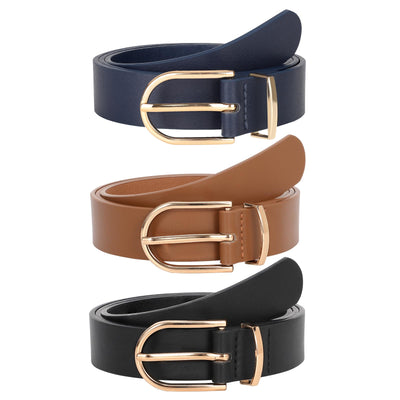 JASGOOD Women’s Leather Belts for Jeans Pants Fashion Ladies Belt with Gold Buckle