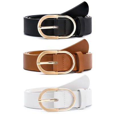 VONMELLI 3 Pack Women's Belts for Jeans Pants Fashion Gold Buckle Ladies Dress Belt
