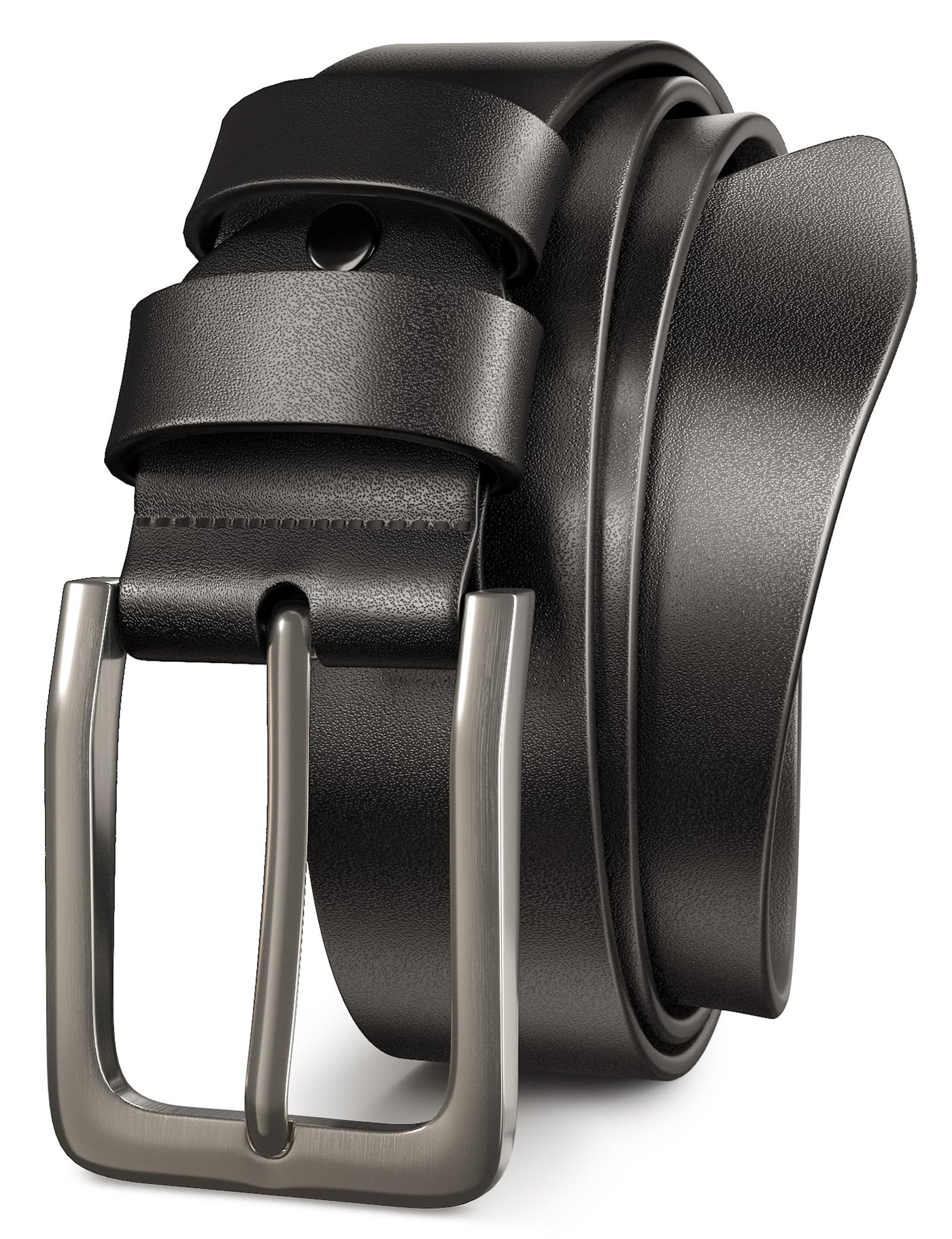 Mens Black Dress Belt,Genuine Casual Leather Belts for Men 1.5" Width