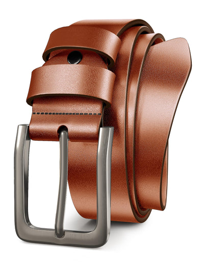 Mens Black Dress Belt,Genuine Casual Leather Belts for Men 1.5" Width