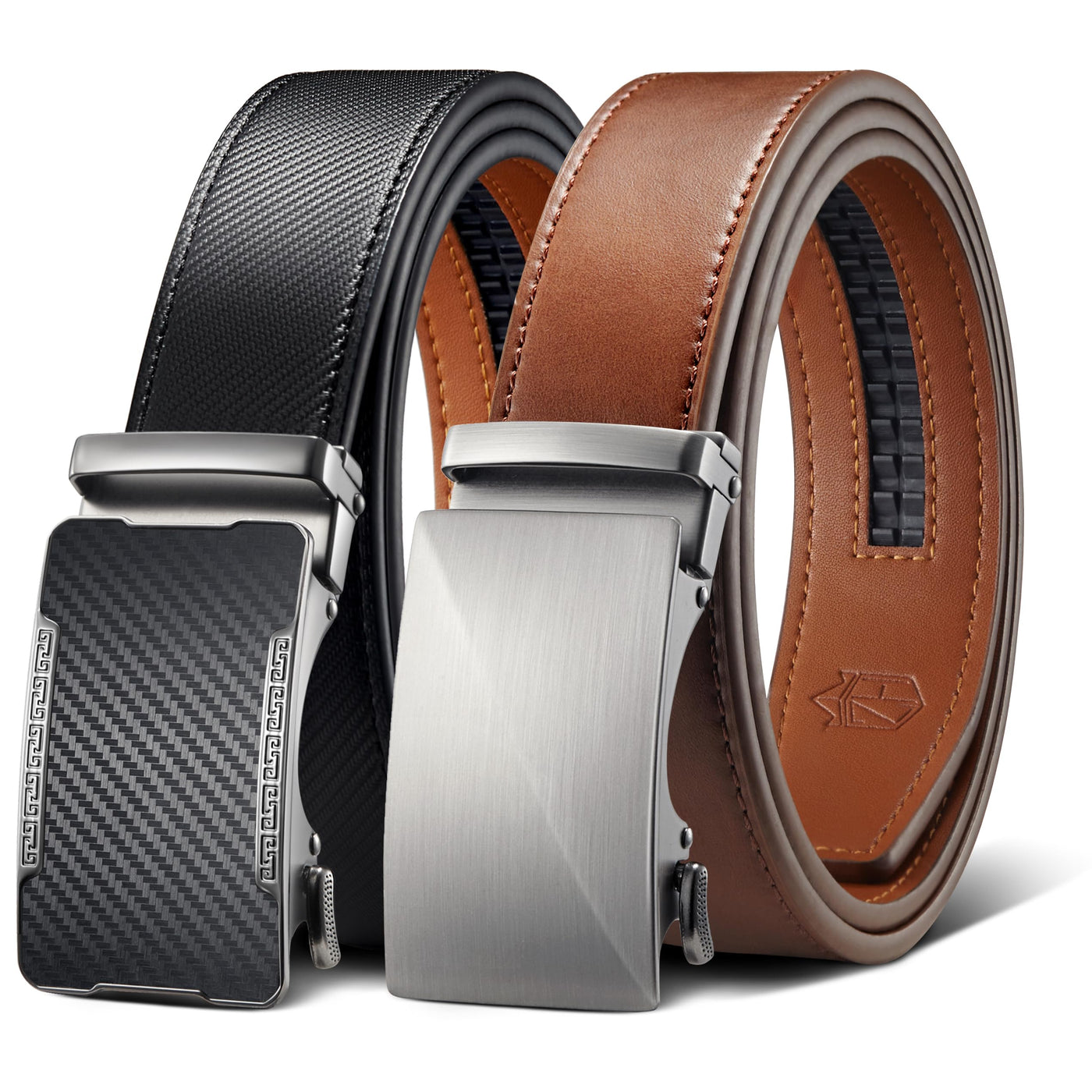 Zitahli Ratchet Belt for Men - 2 Packs Leather Mens belt For Gift Men Dress and Casual,Trim to Fit
