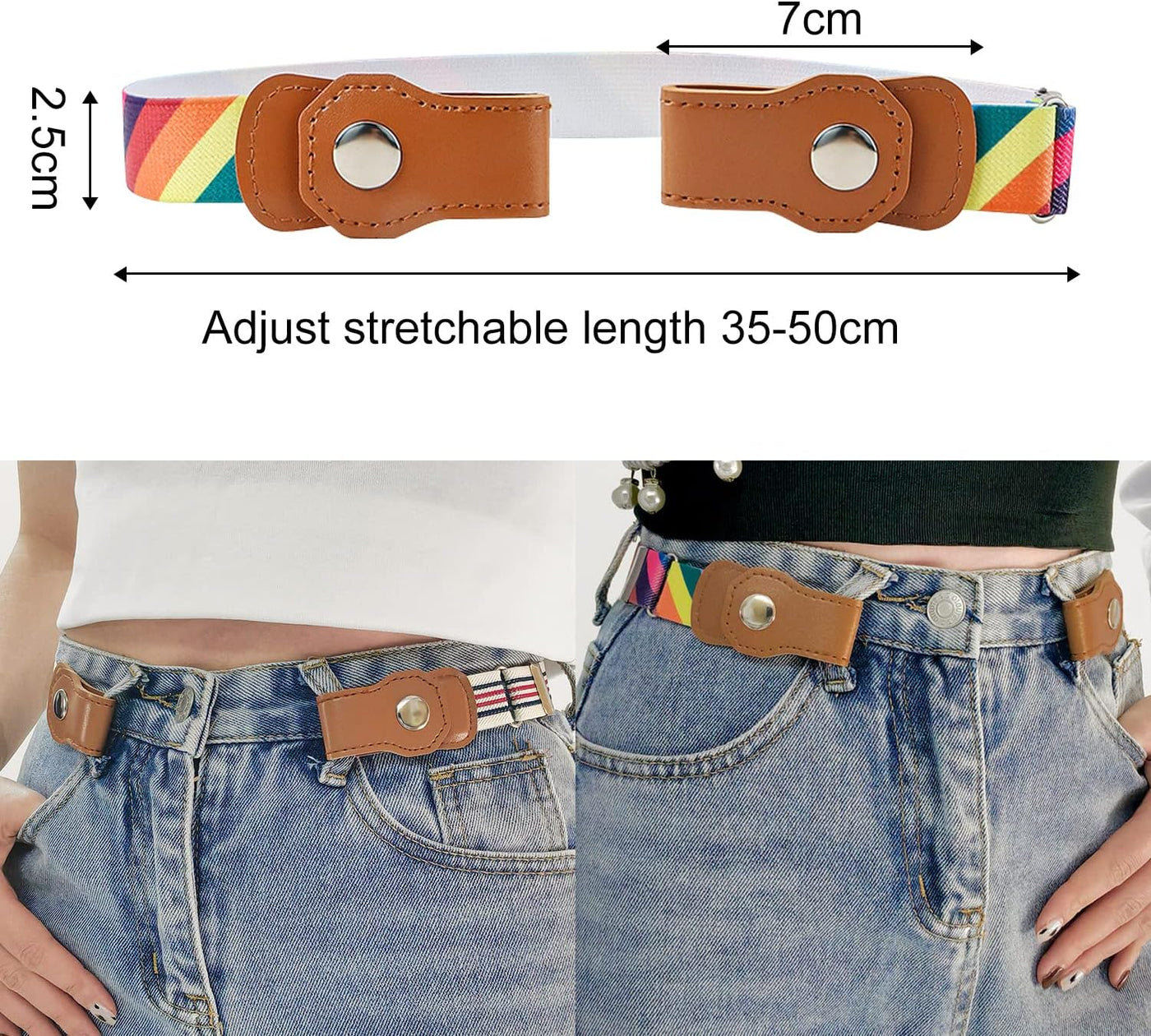 NINVVS 4pcs Children's Belt, Adjustable elastic Belt, Buckle-free Invisible Elastic Belt, 35-50cm adjustable length, suitable for boys and girls