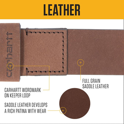 Carhartt Men's Casual Rugged Saddle Leather Belts