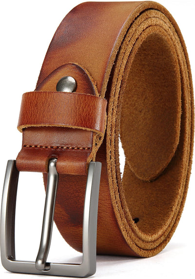 DOOPAI Men's Genuine Leather Casual Belt -Full Grain Leather Belt for Men- 1.5" Handmade Jeans Belt with Gift Box