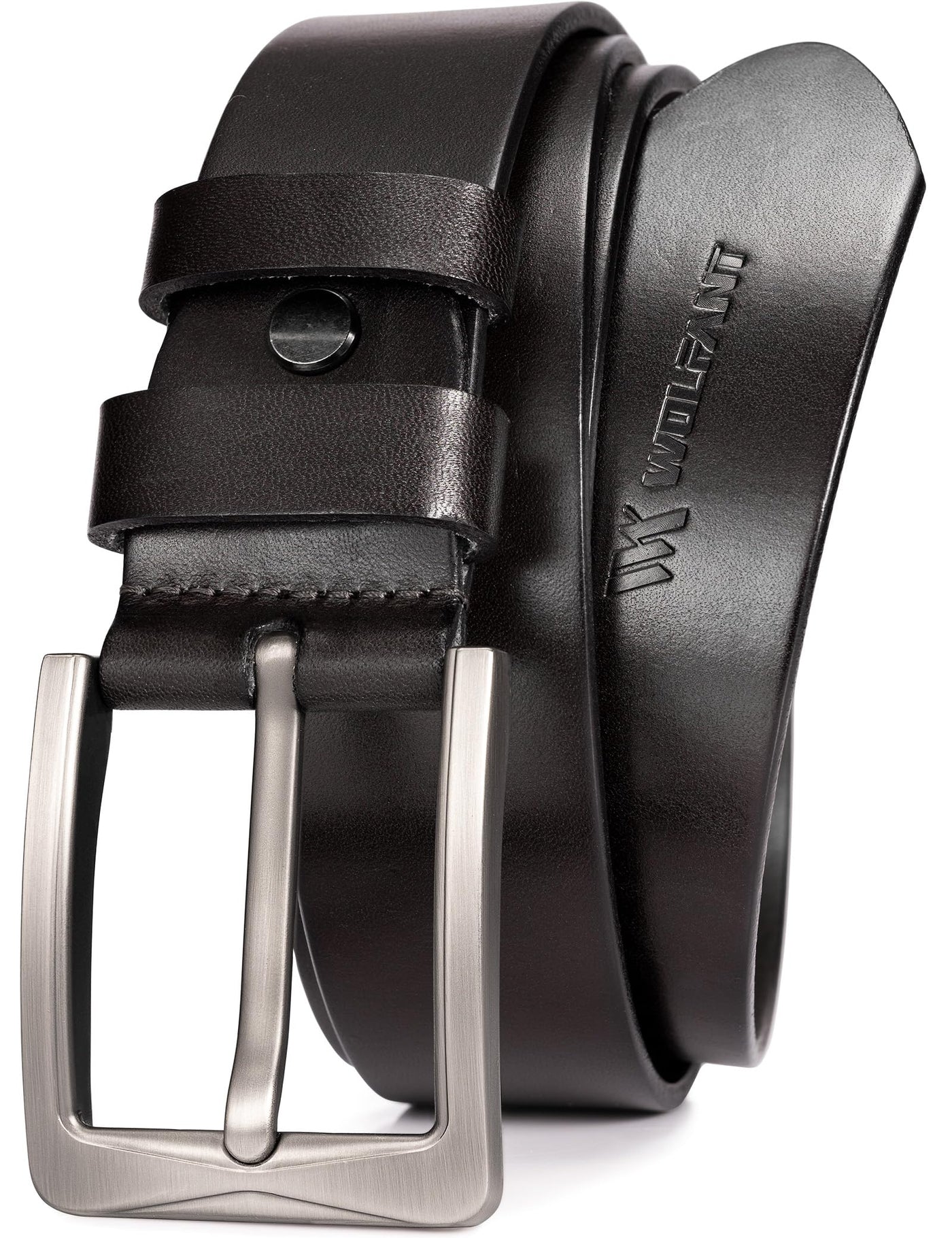WOLFANT 1.5" Full Grain Leather Belt for Men,100% Italian Solid Durable Leather