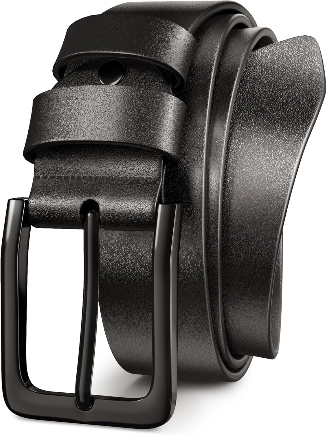 Mens Black Dress Belt,Genuine Casual Leather Belts for Men 1.5" Width