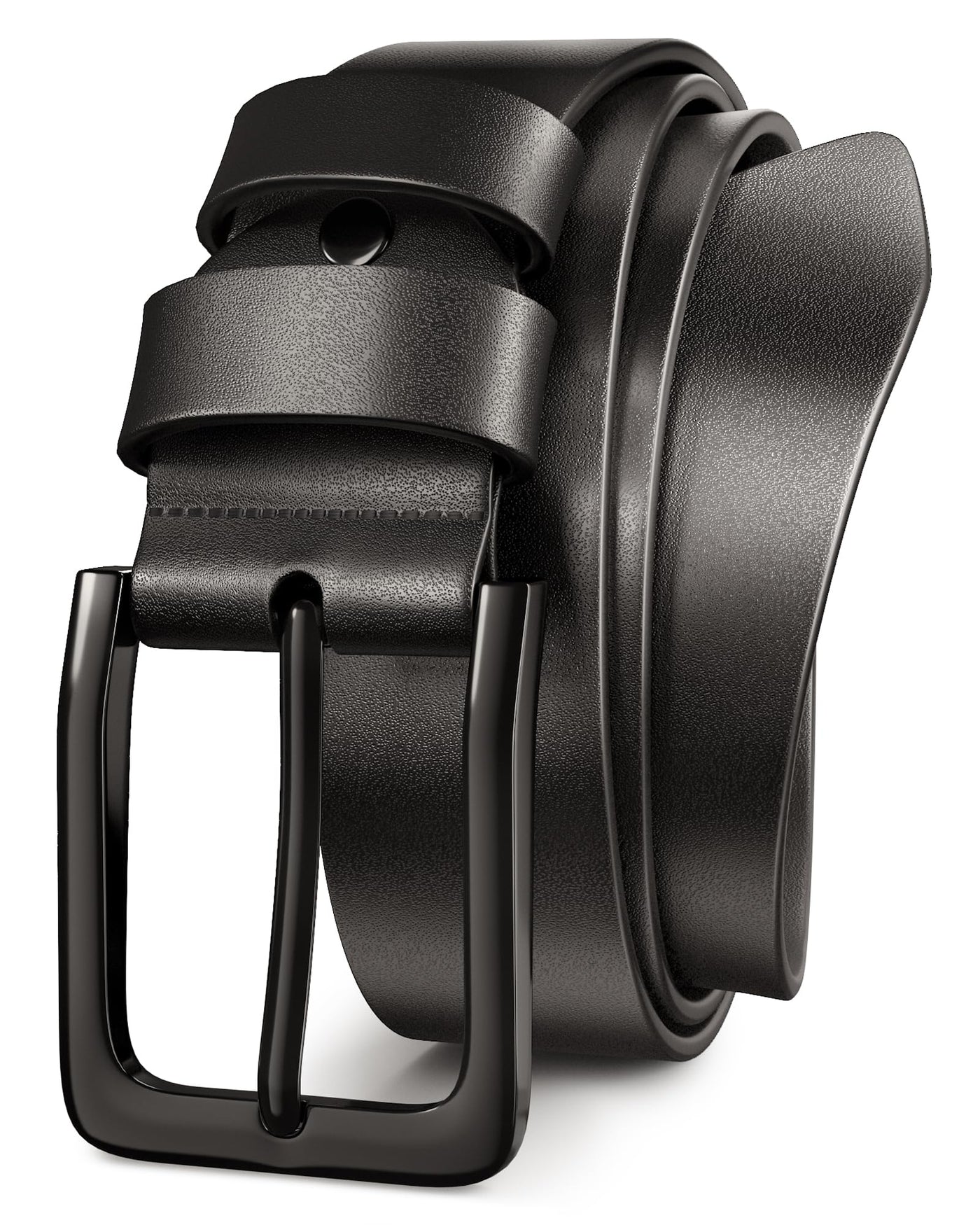 Mens Black Dress Belt,Genuine Casual Leather Belts for Men 1.5" Width