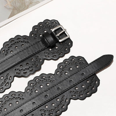 XZQTIVE Women Wide Belt For Dresses Vintage Chunky Belts Thick Leather Waist Belt With Prong Buckle