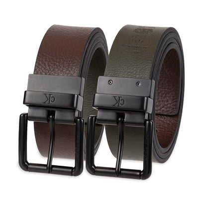 Calvin Klein Men's Two-in-one Reversible Rotative Buckle Casual Dress Belt