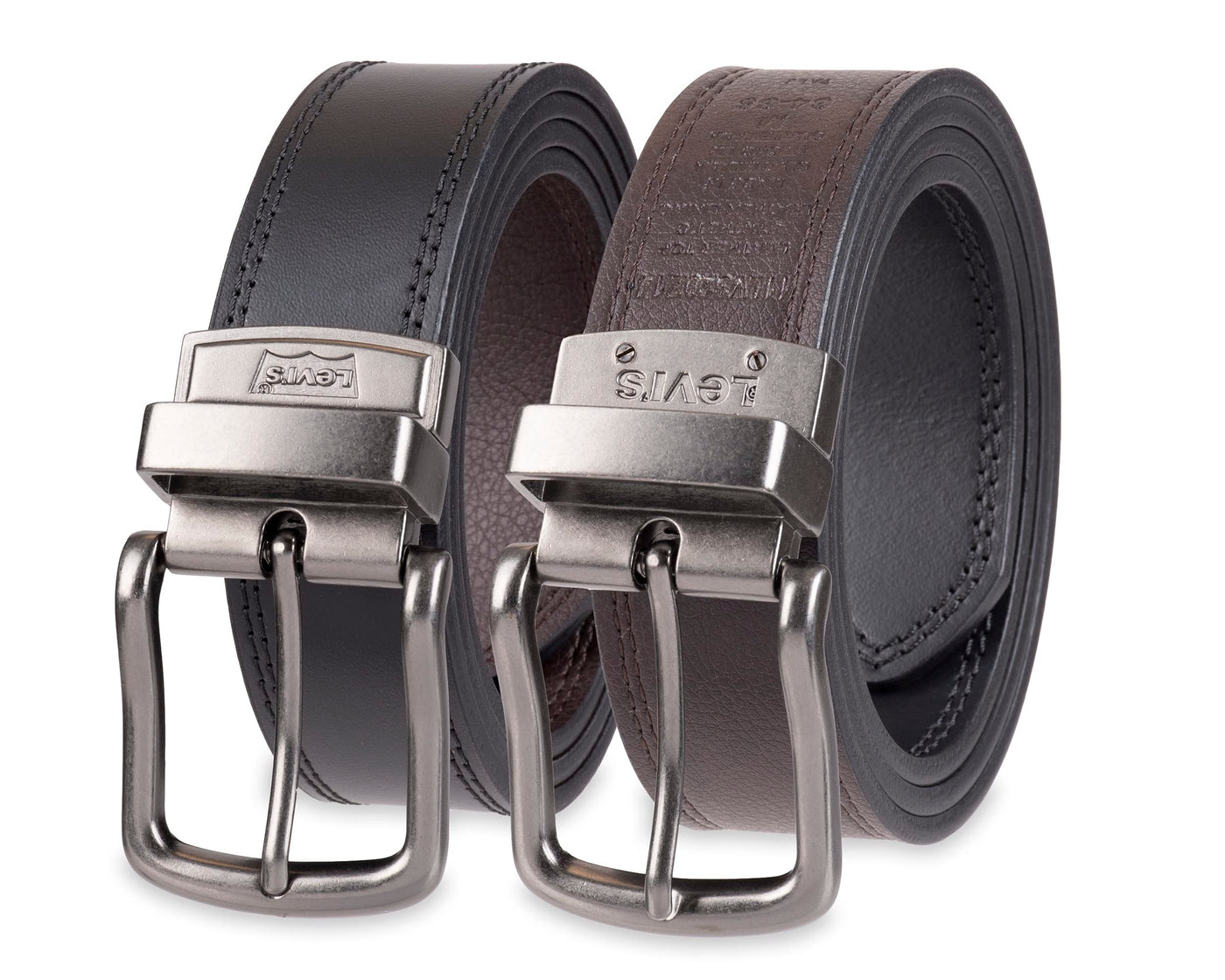 Levi's Men's Two-in-One Reversible Rotative Buckle Casual Everyday Jean Belt (Regular and Big & Tall Sizing)