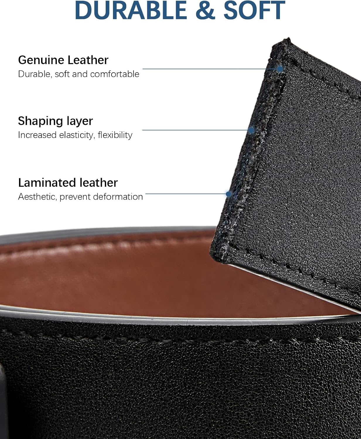 BOSTANTEN Belt Men Leather Reversible Belts for Men 1 3/8" for Casual Golf Dress Pants, Two-in-One Belt Gift