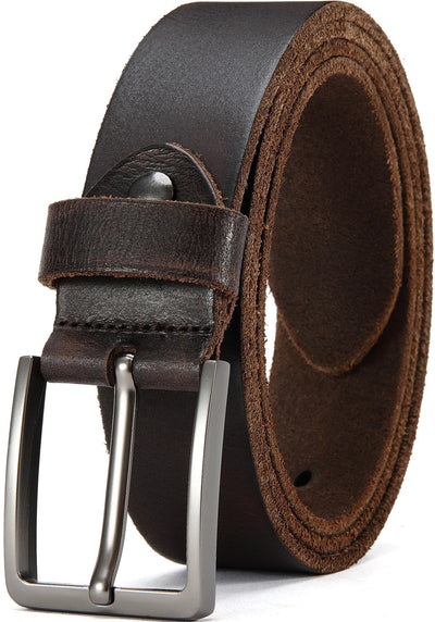 DOOPAI Men's Genuine Leather Casual Belt -Full Grain Leather Belt for Men- 1.5" Handmade Jeans Belt with Gift Box