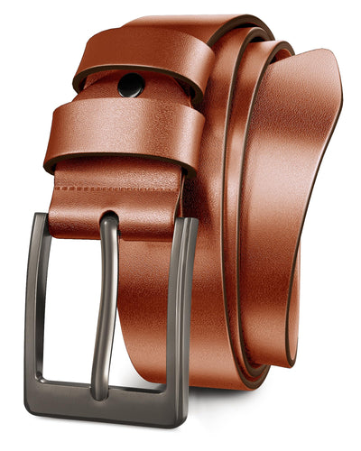 Mens Black Dress Belt,Genuine Casual Leather Belts for Men 1.5" Width
