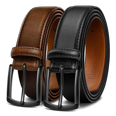 KEMISANT Men Belt 2Pack – Genuine Leather Belt for Men Dress Casual Golf Jeans 1 3/8"