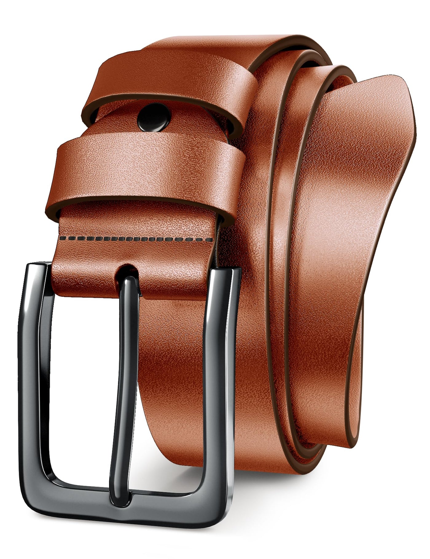Mens Black Dress Belt,Genuine Casual Leather Belts for Men 1.5" Width
