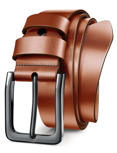 Mens Black Dress Belt,Genuine Casual Leather Belts for Men 1.5" Width