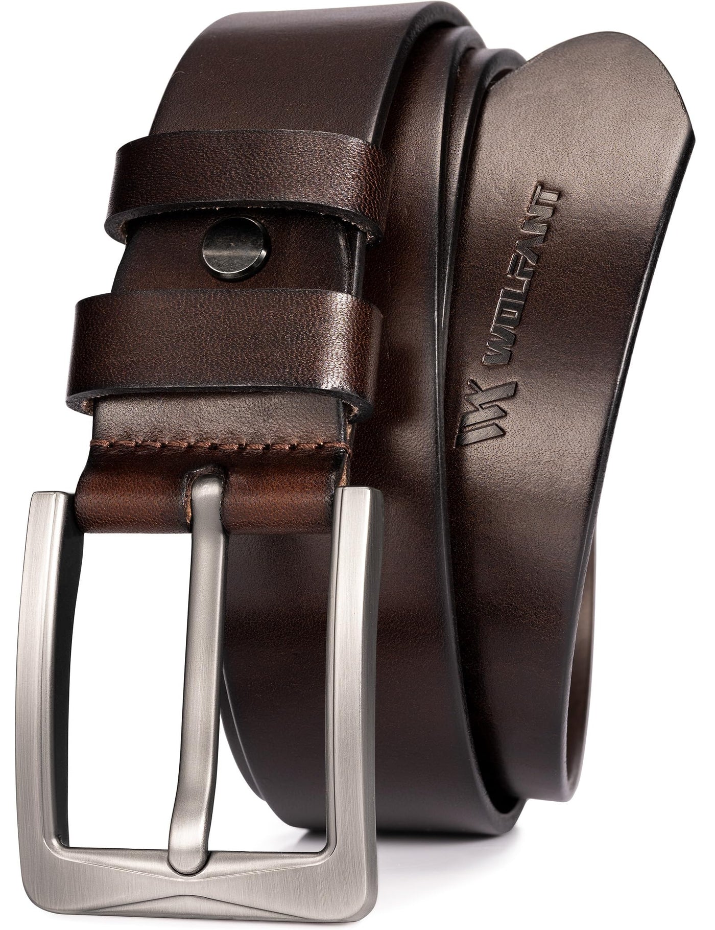 WOLFANT 1.5" Full Grain Leather Belt for Men,100% Italian Solid Durable Leather