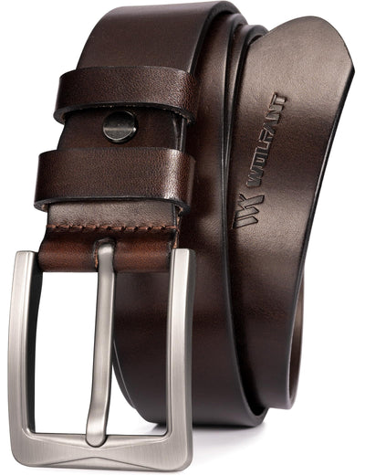 WOLFANT 1.5" Full Grain Leather Belt for Men,100% Italian Solid Durable Leather
