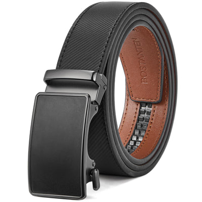 BOSTANTEN Mens Belt Leather Ratchet Belt For Men Dress and Casual with Adjustable Buckle, Trim to Fit