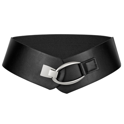 WERFORU Women Wide Elastic Belt Women Fashion Wide Belt with Gold Buckle Ladie Thick Waistbelt for Dresses