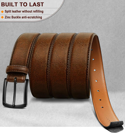 KEMISANT Men Belt 2Pack – Genuine Leather Belt for Men Dress Casual Golf Jeans 1 3/8"